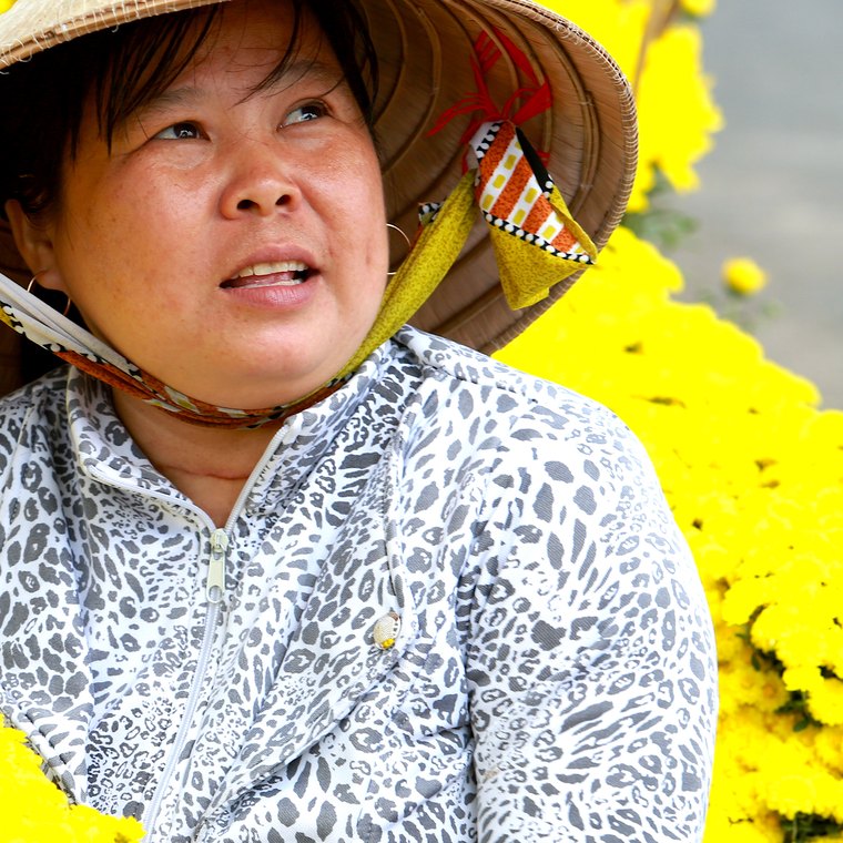 Mekong consultant in a traditional nón lá hat